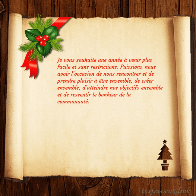 Carte postale du Nouvel An avec des baies et un arbre de Noël Je vous souhaite une année à venir plus facile et Carte postale du Nouvel An avec des baies et un arbre de Noël