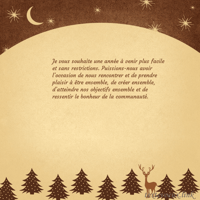 Carte postale marron avec étoiles et lune Je vous souhaite une année à venir plus facile et Carte postale marron avec étoiles et lune