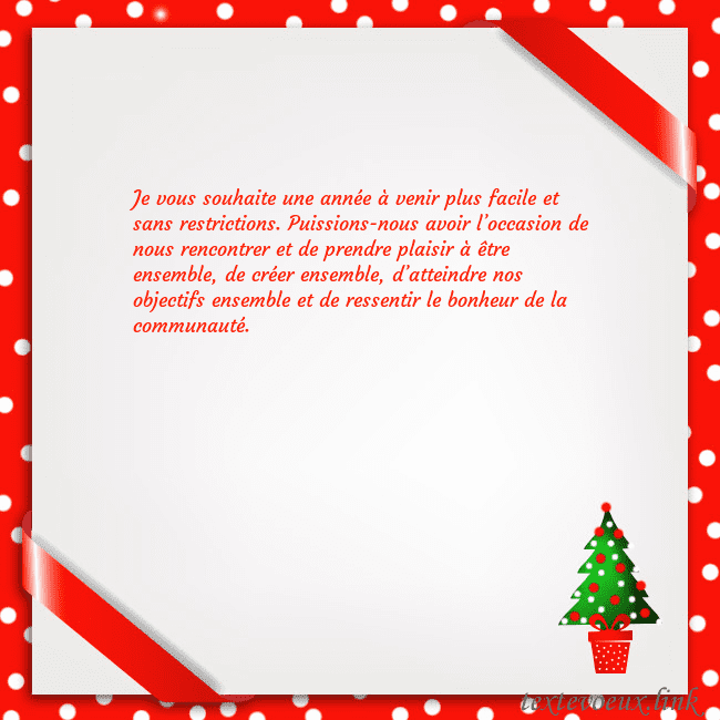 Carte postale avec arbre de Noël dans un pot Je vous souhaite une année à venir plus facile et Carte postale avec arbre de Noël dans un pot