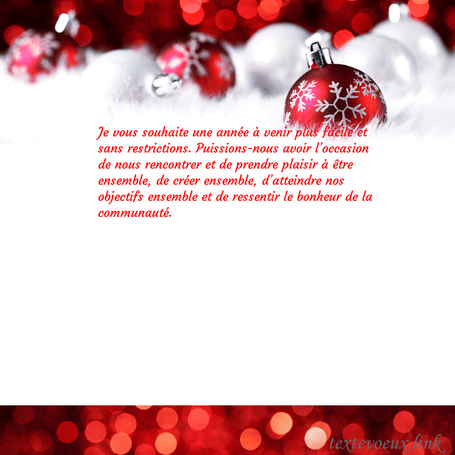 Carte de vœux avec des jouets de Noël rouges Je vous souhaite une année à venir plus facile et Carte de vœux avec des jouets de Noël rouges
