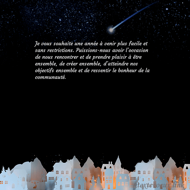 Carte postale avec une comète Je vous souhaite une année à venir plus facile et Carte postale avec une comète
