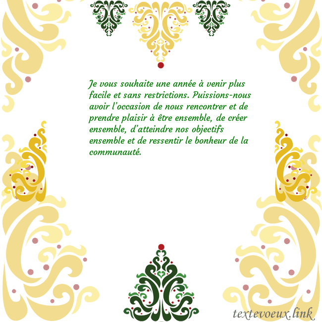 Carte de vœux avec des décorations de Noël Je vous souhaite une année à venir plus facile et Carte de vœux avec des décorations de Noël