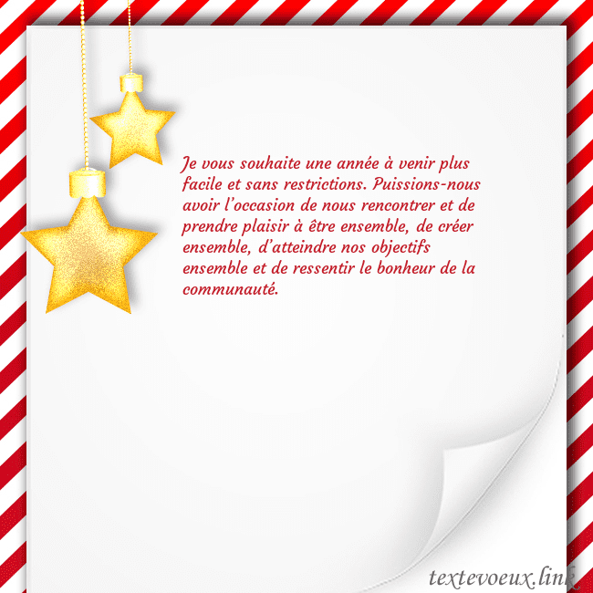 Carte de Noël avec des étoiles d'or Je vous souhaite une année à venir plus facile et Carte de Noël avec des étoiles d'or