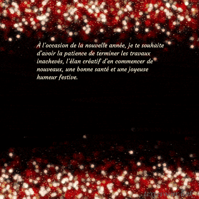 Carte postale animée clignotante noir et rouge À l’occasion de la nouvelle année, je te souhaite Carte postale animée clignotante noir et rouge
