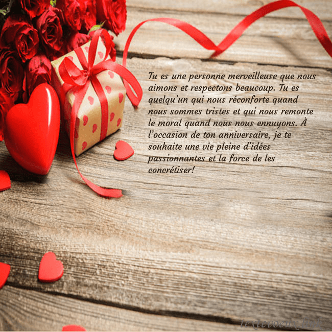 Carte de vœux avec coeur rouge et cadeau
