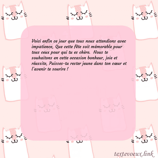 Carte de voeux rose avec des chats drôles