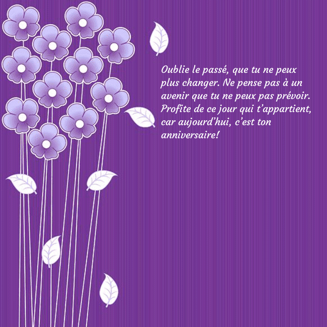 Carte de vœux avec des fleurs violettes