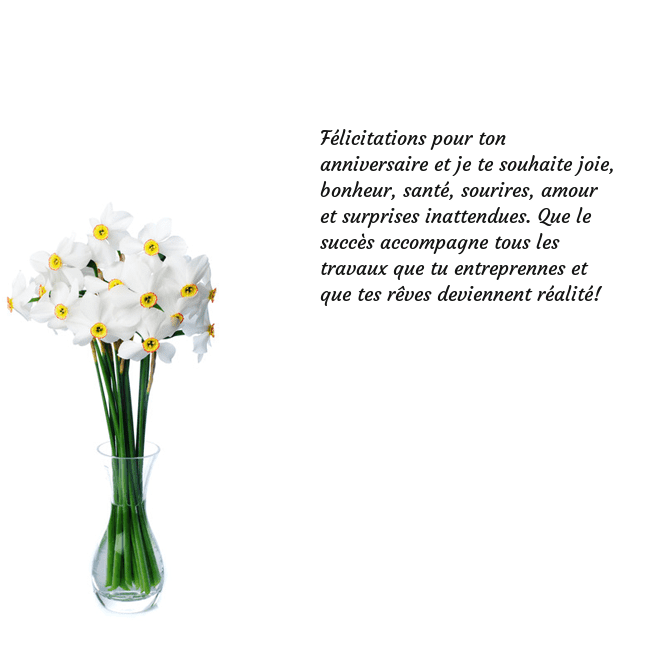 Carte de vœux avec des jonquilles