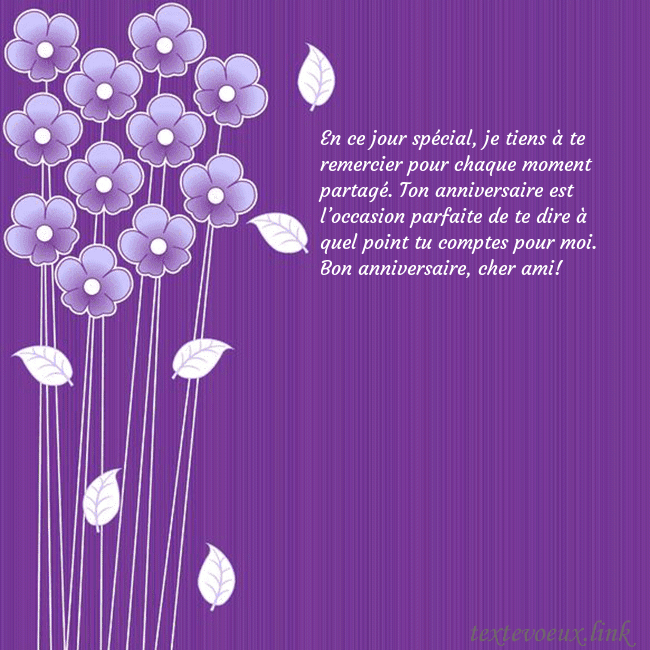 Carte de vœux avec des fleurs violettes