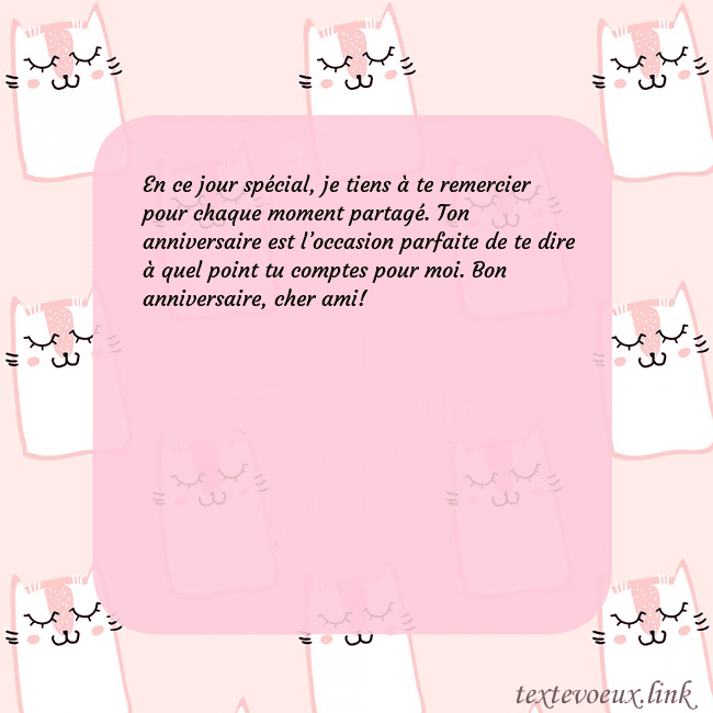 Carte de voeux rose avec des chats drôles