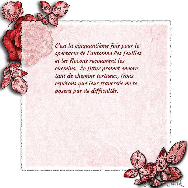 Carte de voeux avec des roses dans les coins