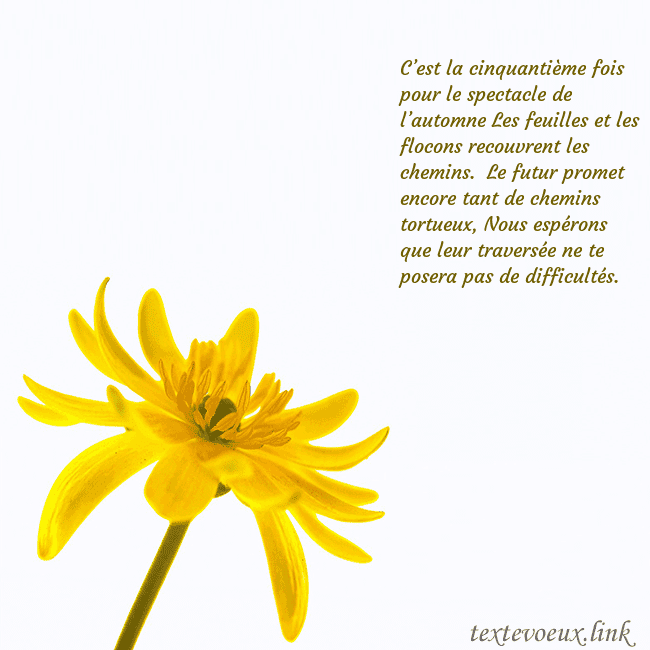 Carte de voeux avec fleur jaune