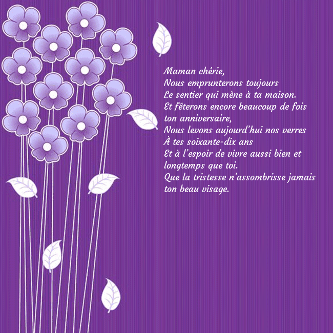 Carte de vœux avec des fleurs violettes