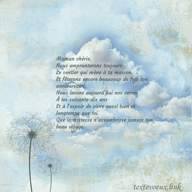 Carte de voeux avec nuages, duvet de pissenlit et papillon