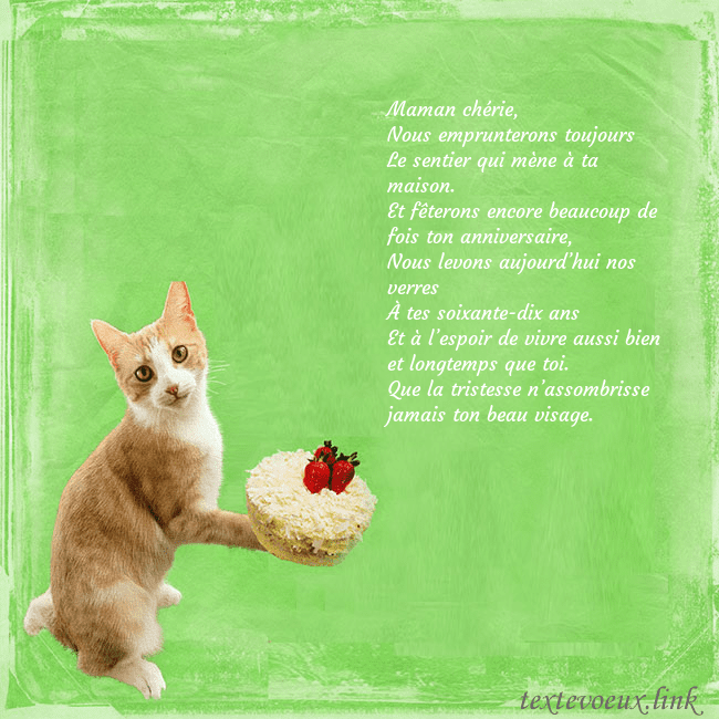 Carte d'anniversaire avec chat et gâteau