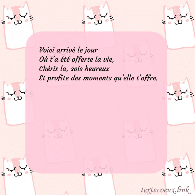 Carte de voeux rose avec des chats drôles