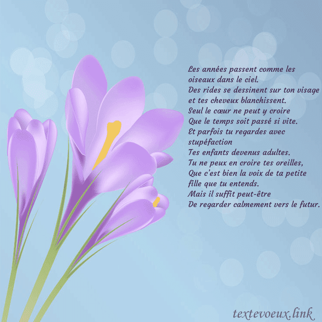 Cartes de vœux avec crocus Les années passent comme les oiseaux dans le ciel. Cartes de vœux avec crocus