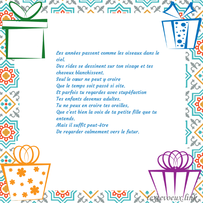 Carte postale avec des cadeaux Les années passent comme les oiseaux dans le ciel. Carte postale avec des cadeaux