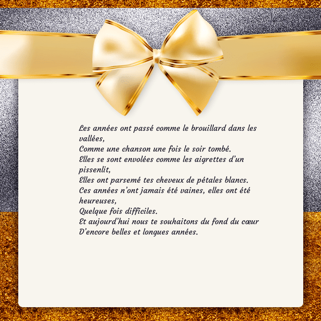 Cartes de vœux avec un grand ruban d'or