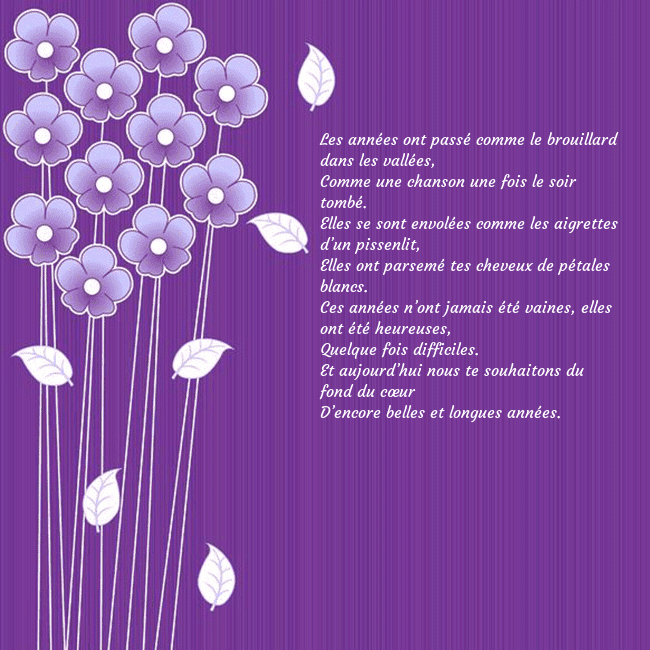 Carte de vœux avec des fleurs violettes