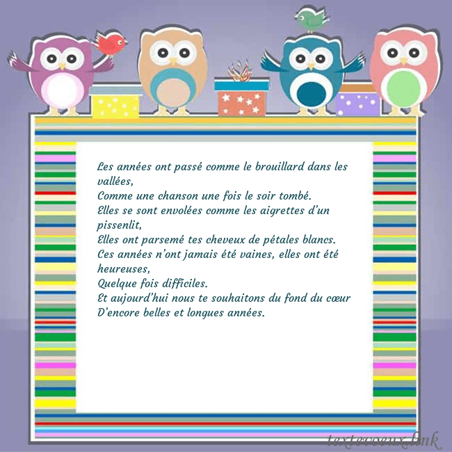 Carte de vœux avec hiboux Les années ont passé comme le brouillard dans les Carte de vœux avec hiboux