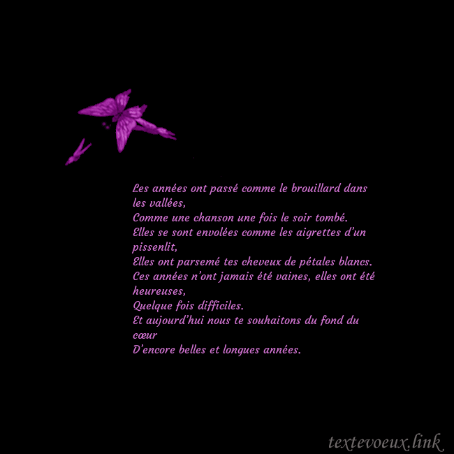 Carte de voeux avec des papillons Les années ont passé comme le brouillard dans les Carte de voeux avec des papillons