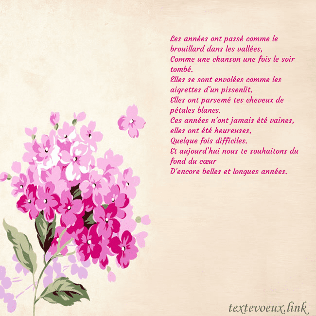 Carte d'anniversaire avec hortensia peint Les années ont passé comme le brouillard dans les Carte d'anniversaire avec hortensia peint