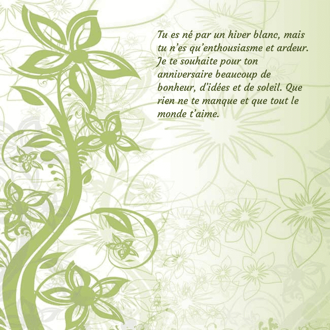 Carte de voeux avec des fleurs peintes en vert