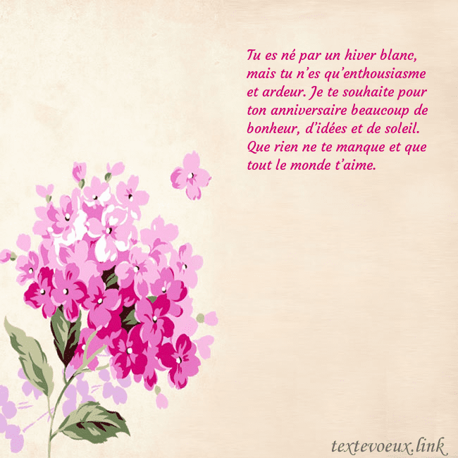 Carte d'anniversaire avec hortensia peint