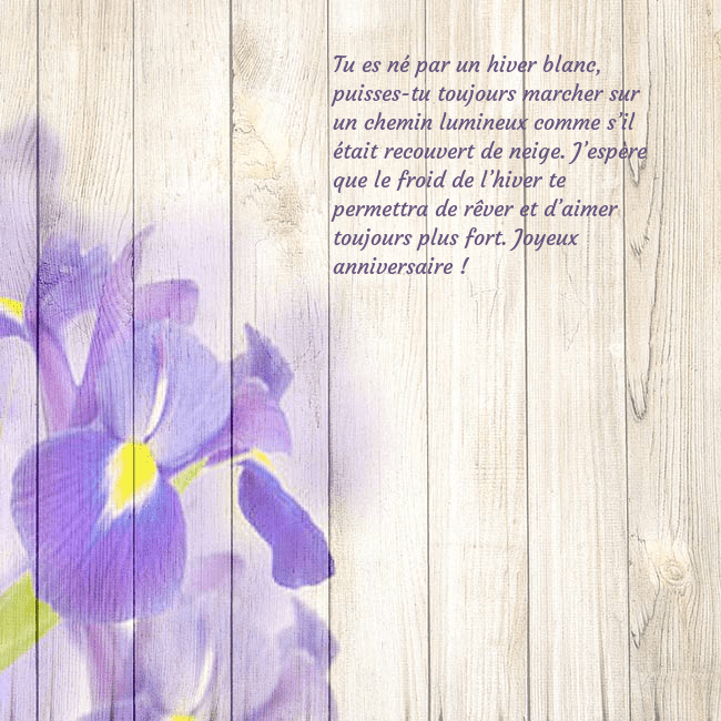 Carte d'anniversaire avec des iris