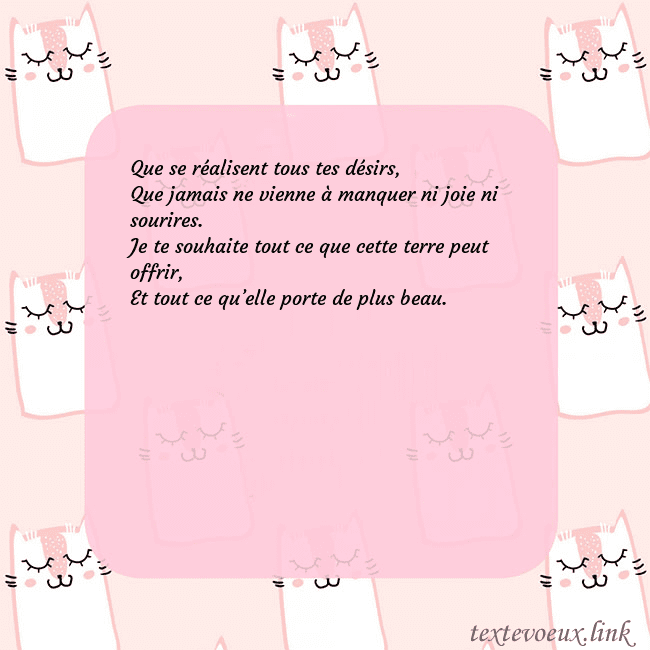 Carte de voeux rose avec des chats drôles