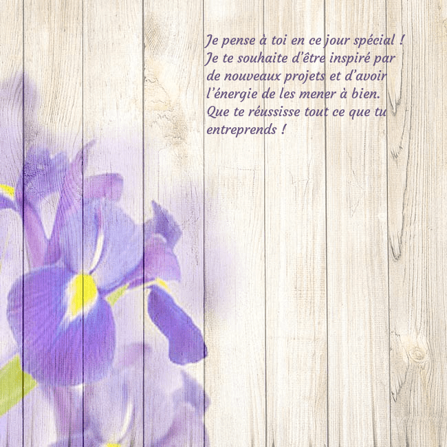 Carte d'anniversaire avec des iris