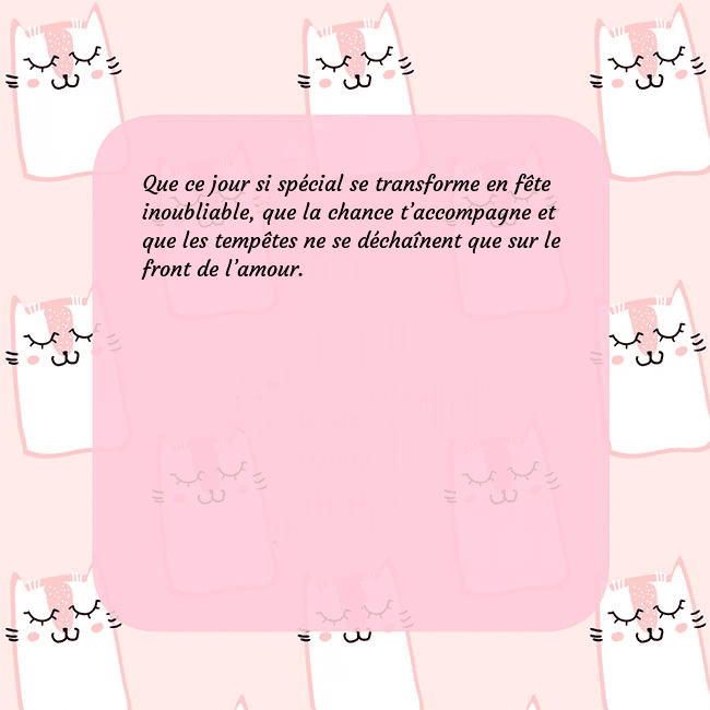 Carte de voeux rose avec des chats drôles