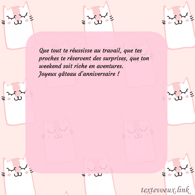 Carte de voeux rose avec des chats drôles