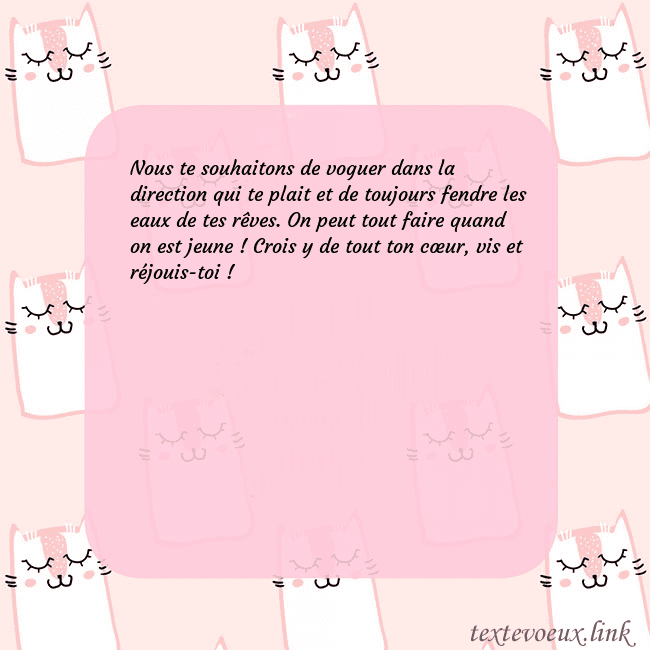 Carte de voeux rose avec des chats drôles