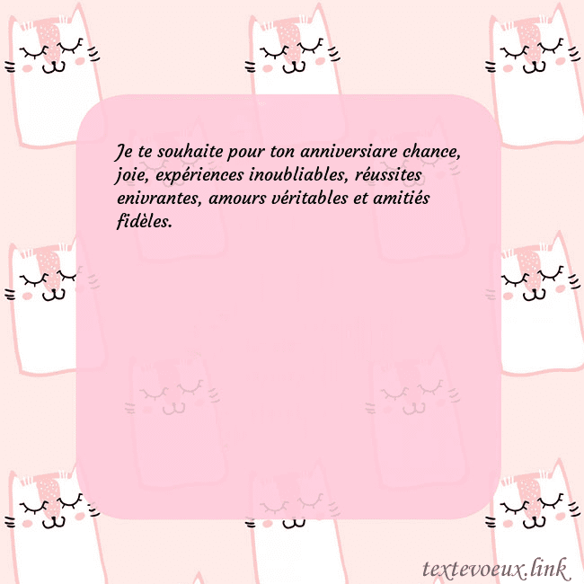 Carte de voeux rose avec des chats drôles