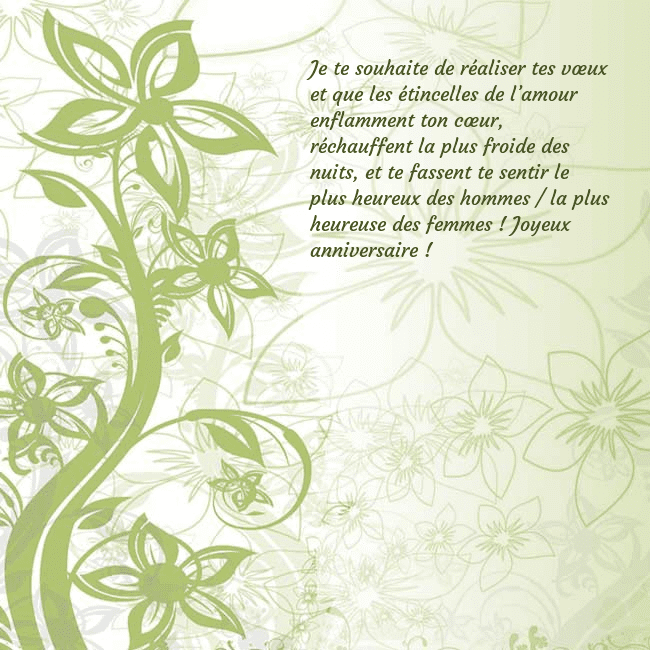 Carte de voeux avec des fleurs peintes en vert