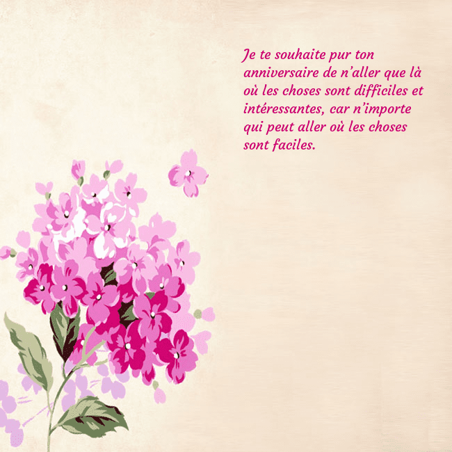 Carte d'anniversaire avec hortensia peint