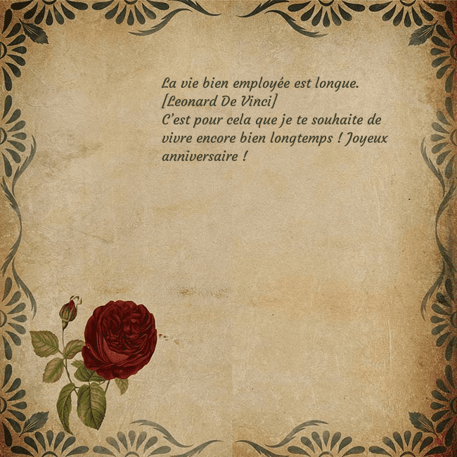 Carte d'anniversaire avec rose vintage