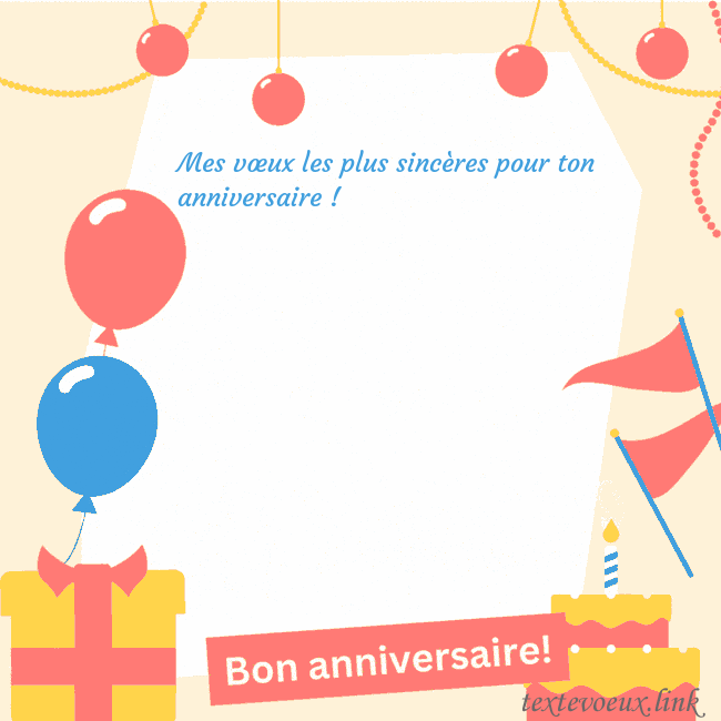 Carte d'anniversaire animée avec gâteau