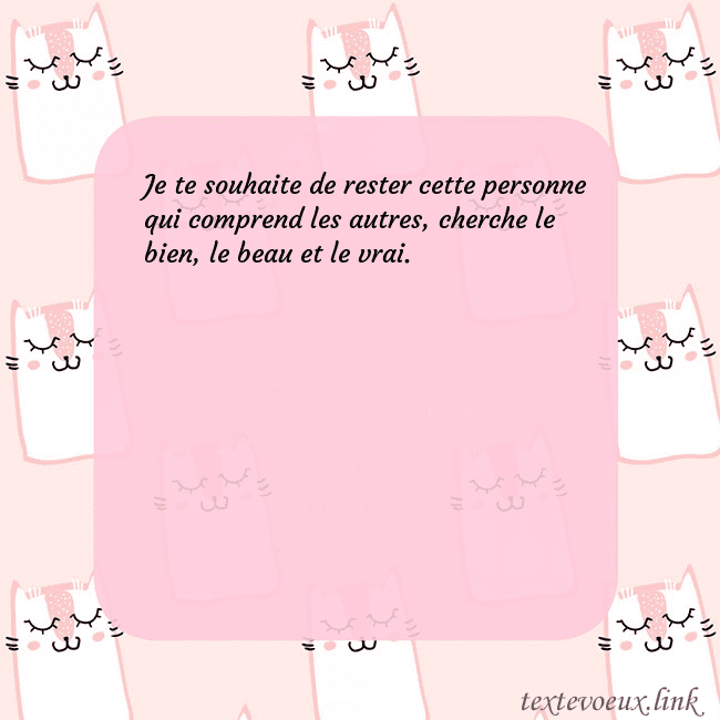 Carte de voeux rose avec des chats drôles