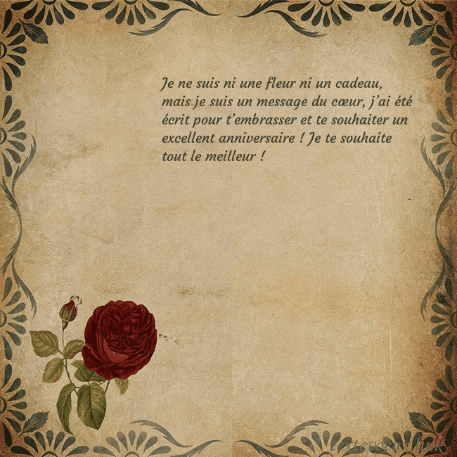 Carte d'anniversaire avec rose vintage