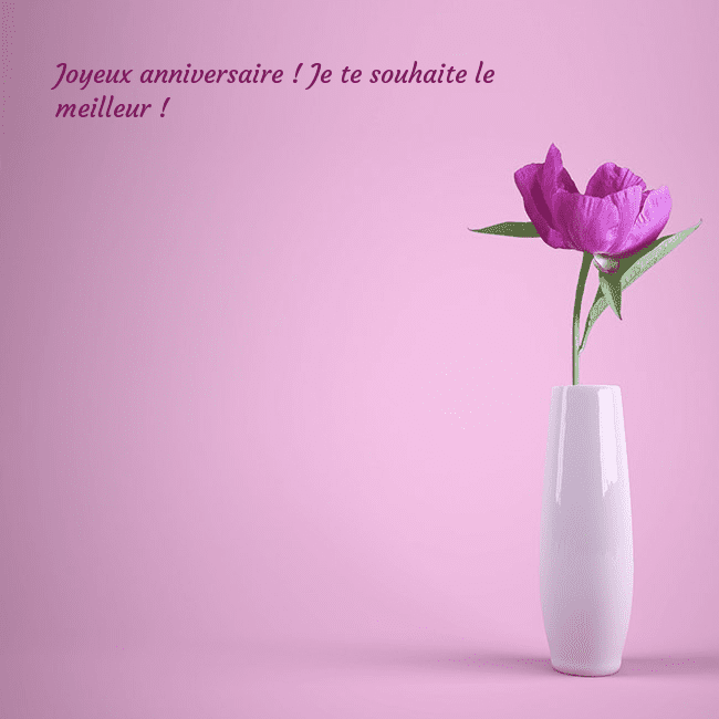 Carte postale électronique avec une pivoine dans un vase